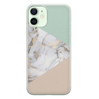 Leuke Telefoonhoesjes iPhone 12 mini siliconen hoesje - Marmer pastel mix