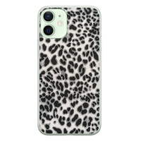 Leuke Telefoonhoesjes iPhone 12 mini siliconen hoesje - Luipaard grijs