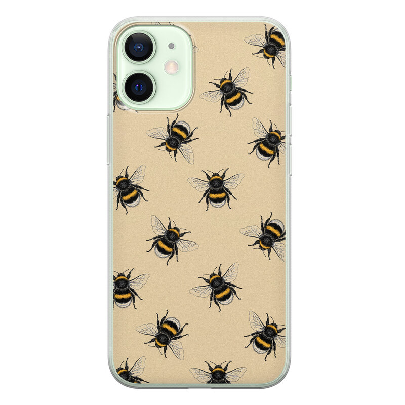 Leuke Telefoonhoesjes iPhone 12 mini siliconen hoesje - Bee happy