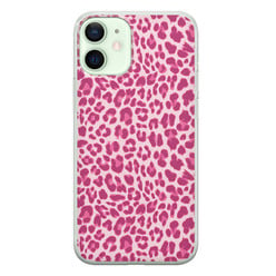 Leuke Telefoonhoesjes iPhone 12 mini siliconen hoesje - Luipaard roze