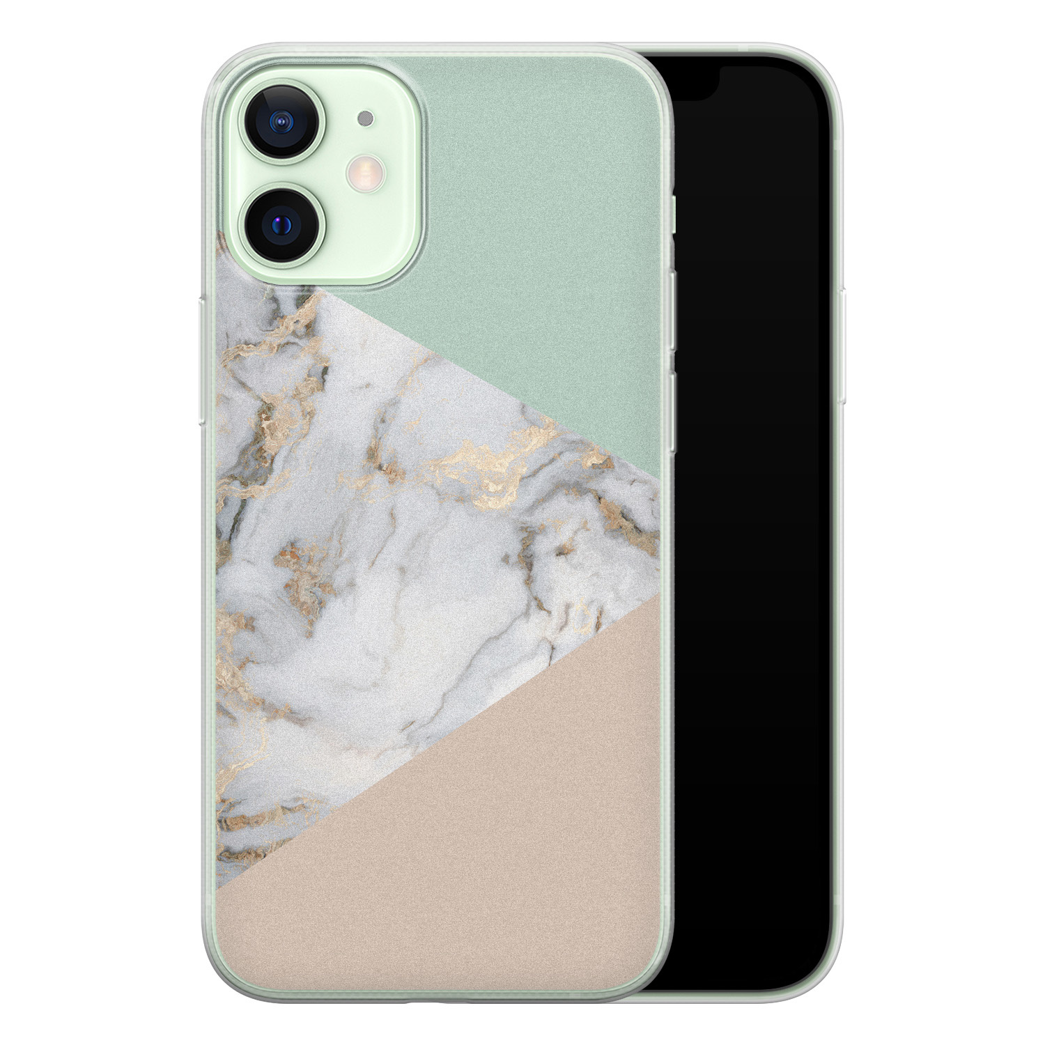 Leuke Telefoonhoesjes iPhone 12 mini siliconen hoesje - Marmer pastel mix