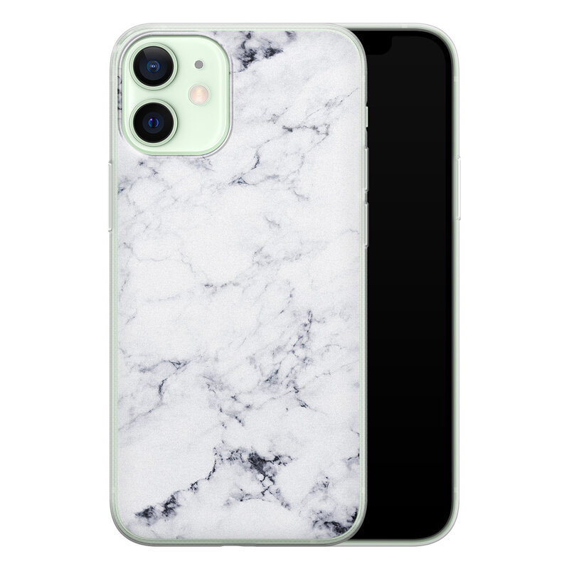 Leuke Telefoonhoesjes iPhone 12 mini siliconen hoesje - Marmer grijs
