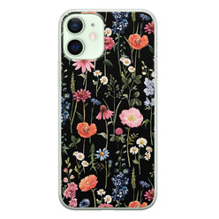 Leuke Telefoonhoesjes iPhone 12 mini siliconen hoesje - Dark flowers
