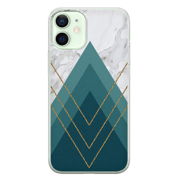Leuke Telefoonhoesjes iPhone 12 mini siliconen hoesje - Geometrisch blauw