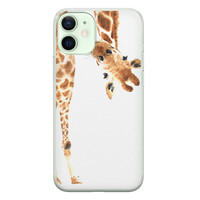 Leuke Telefoonhoesjes iPhone 12 mini siliconen hoesje - Giraffe peekaboo