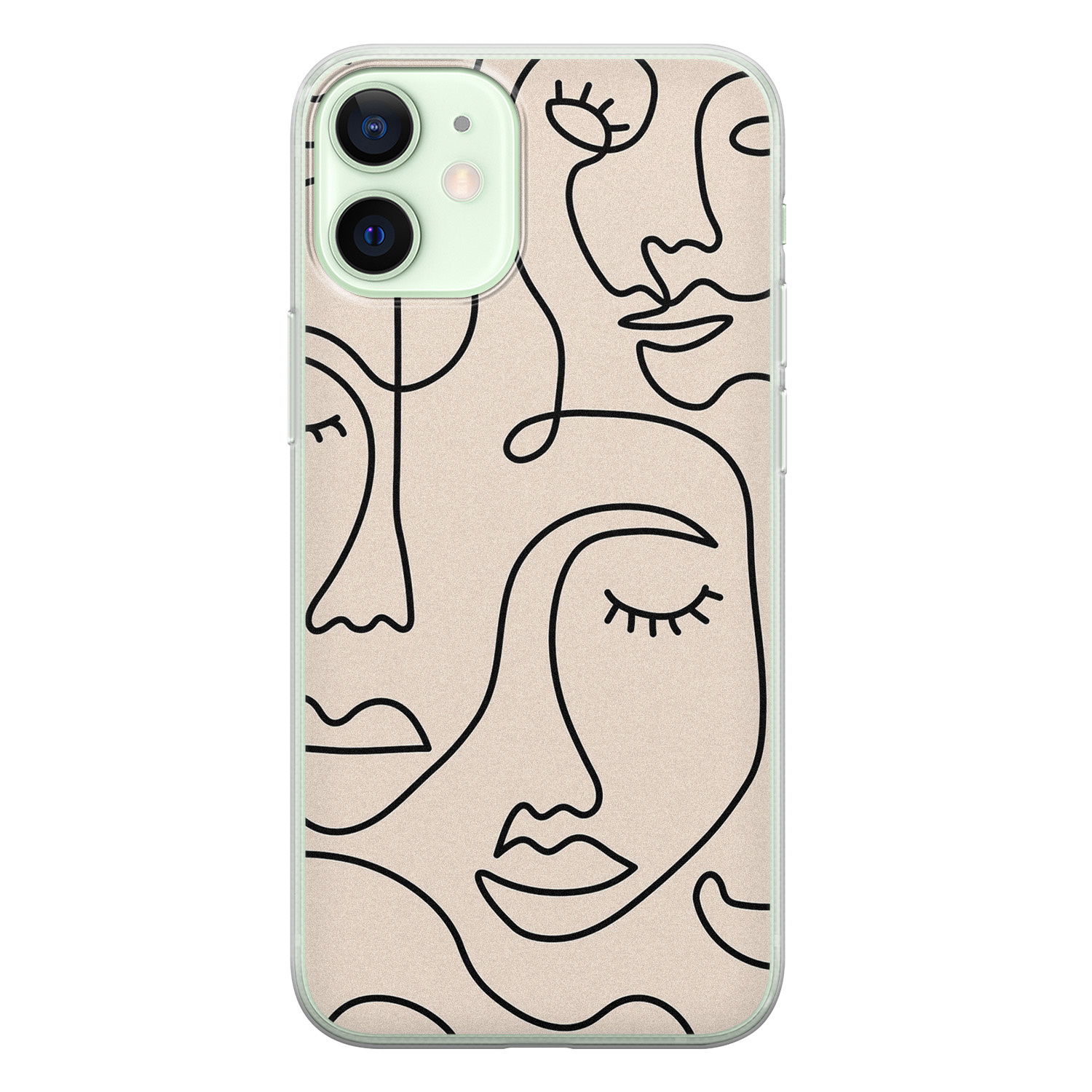 Leuke Telefoonhoesjes iPhone 12 mini siliconen hoesje - Abstract gezicht lijnen