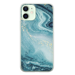 Leuke Telefoonhoesjes iPhone 12 mini siliconen hoesje - Marmer blauw