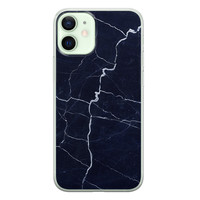Leuke Telefoonhoesjes iPhone 12 mini siliconen hoesje - Marmer navy blauw