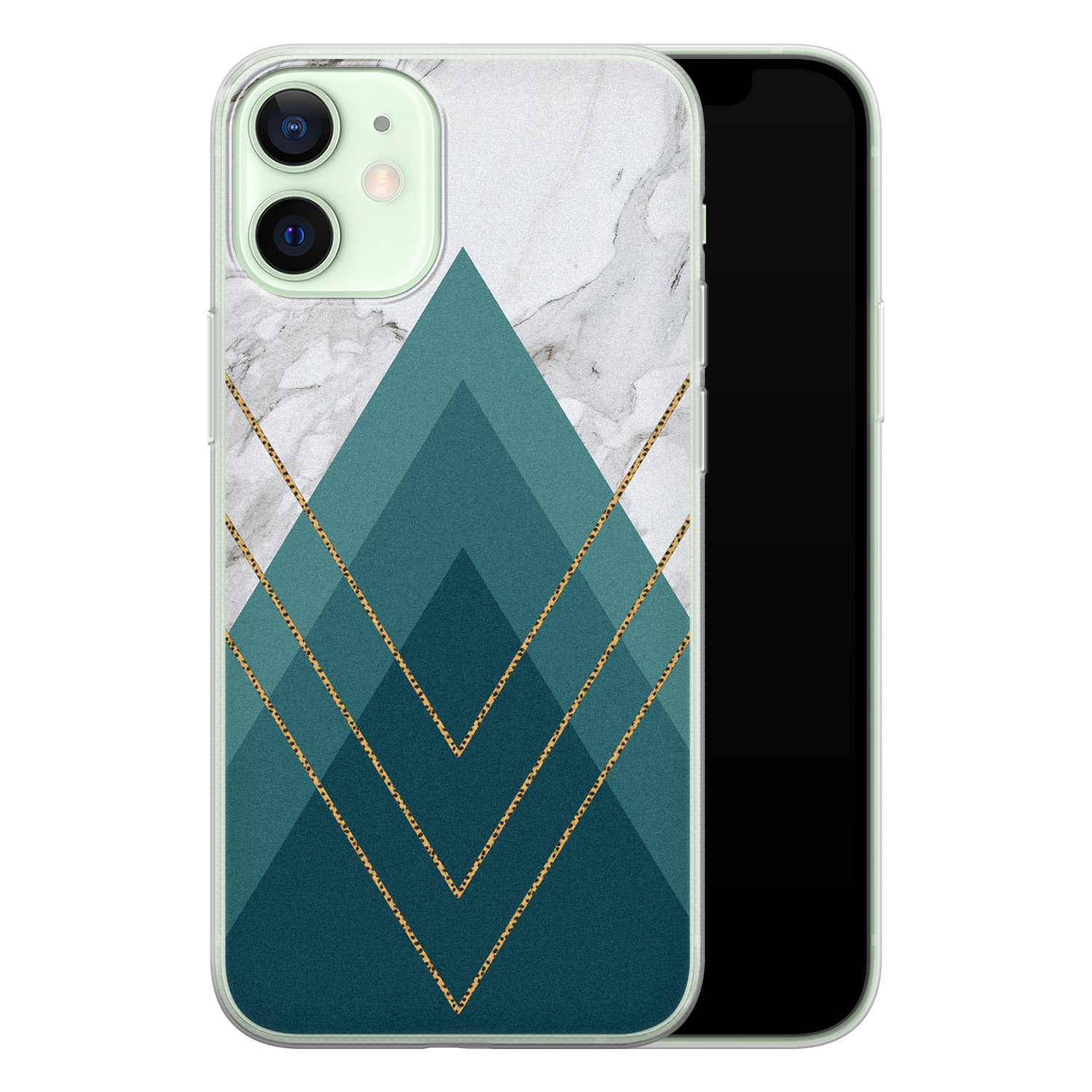 Leuke Telefoonhoesjes iPhone 12 mini siliconen hoesje - Geometrisch blauw