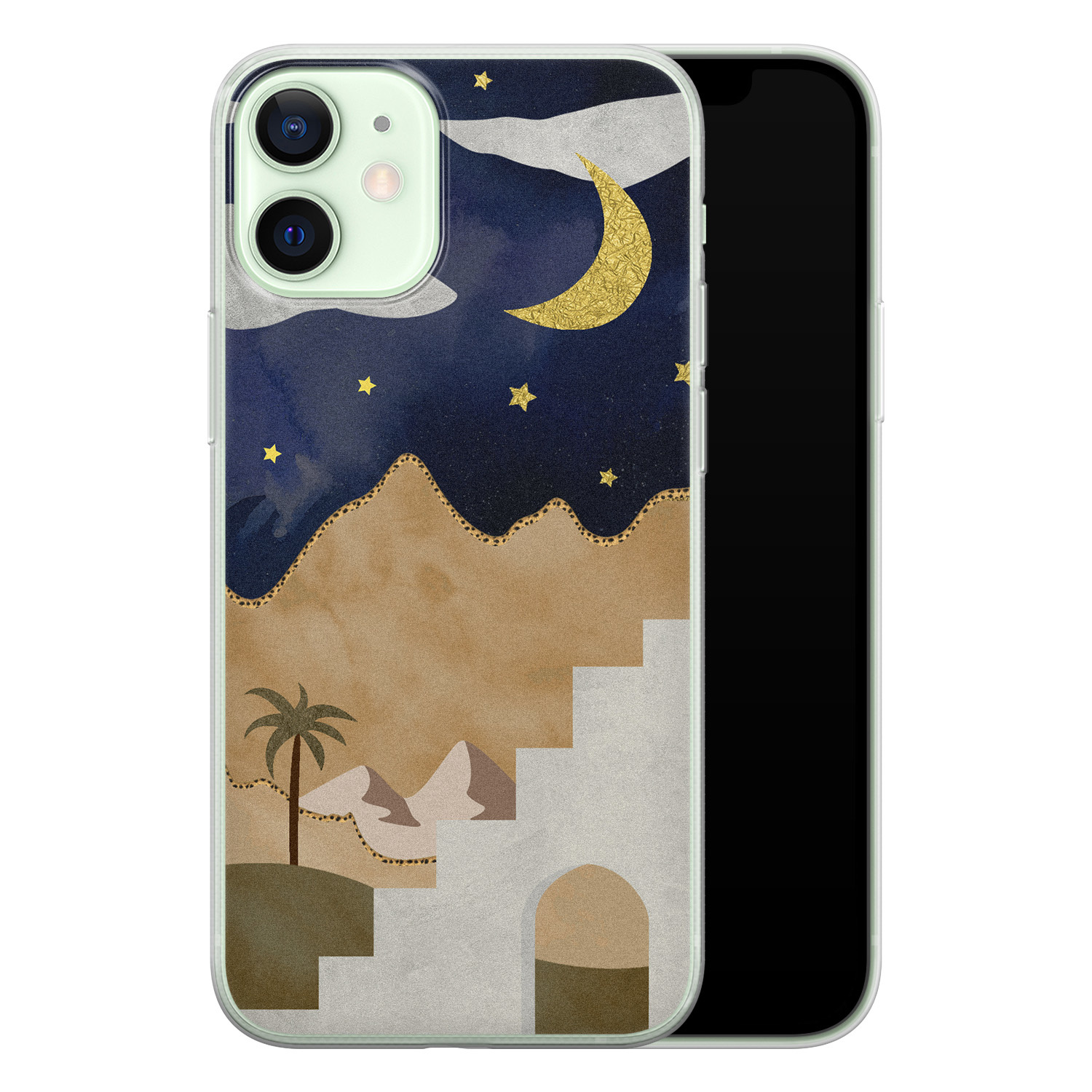 Leuke Telefoonhoesjes iPhone 12 mini siliconen hoesje - Desert night