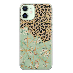 Leuke Telefoonhoesjes iPhone 12 mini siliconen hoesje - Luipaard flower print