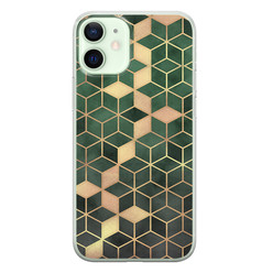 Leuke Telefoonhoesjes iPhone 12 mini siliconen hoesje - Green cubes