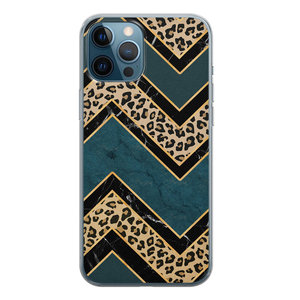 Leuke Telefoonhoesjes iPhone 12 Pro siliconen hoesje - Luipaard zigzag