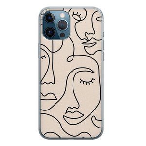 Leuke Telefoonhoesjes iPhone 12 Pro siliconen hoesje - Abstract gezicht lijnen