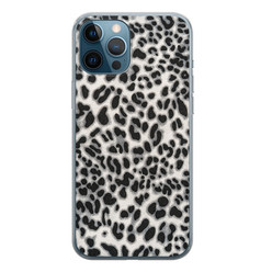 Leuke Telefoonhoesjes iPhone 12 Pro siliconen hoesje - Luipaard grijs