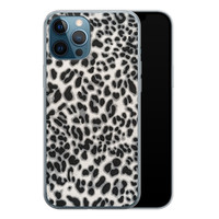 Leuke Telefoonhoesjes iPhone 12 Pro siliconen hoesje - Luipaard grijs