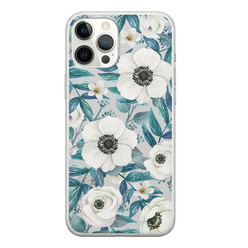 Leuke Telefoonhoesjes iPhone 12 Pro Max siliconen hoesje - Witte bloemen