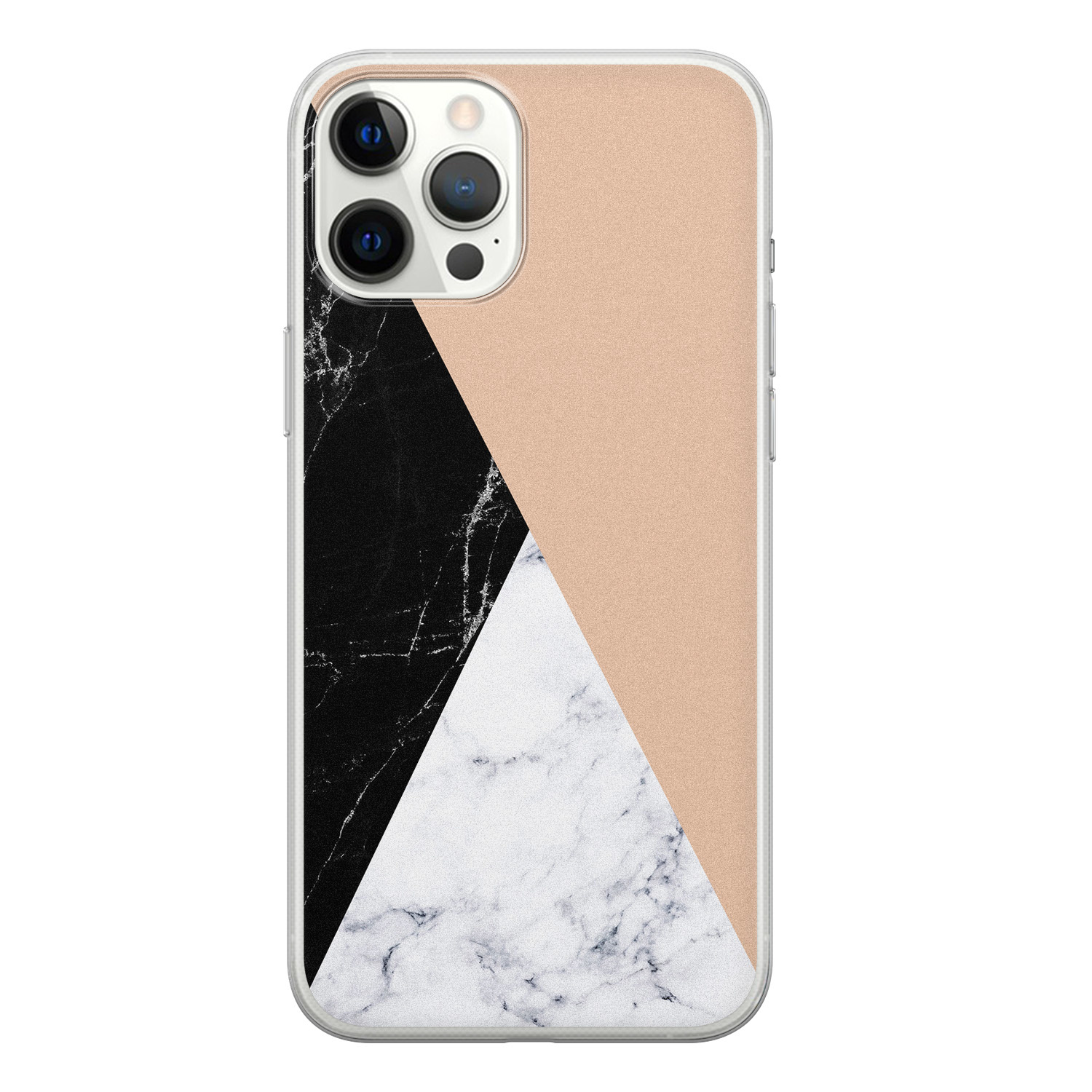 Leuke Telefoonhoesjes iPhone 12 Pro Max siliconen hoesje - Marmer zwart bruin