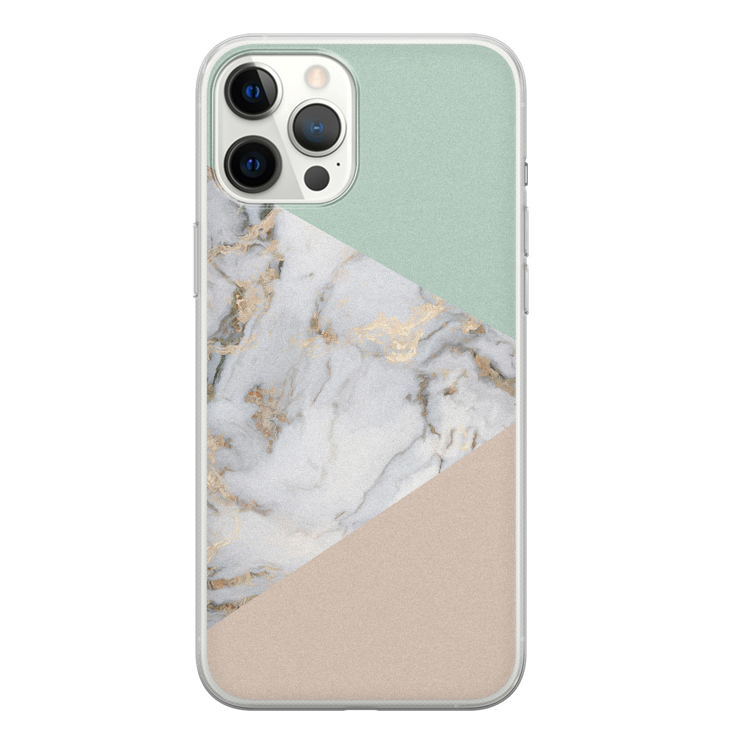 Leuke Telefoonhoesjes iPhone 12 Pro Max siliconen hoesje - Marmer pastel mix