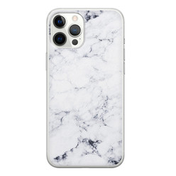 Leuke Telefoonhoesjes iPhone 12 Pro Max siliconen hoesje - Marmer grijs