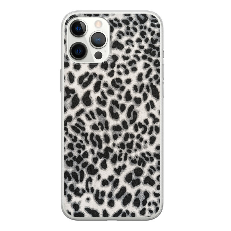 Leuke Telefoonhoesjes iPhone 12 Pro Max siliconen hoesje - Luipaard grijs
