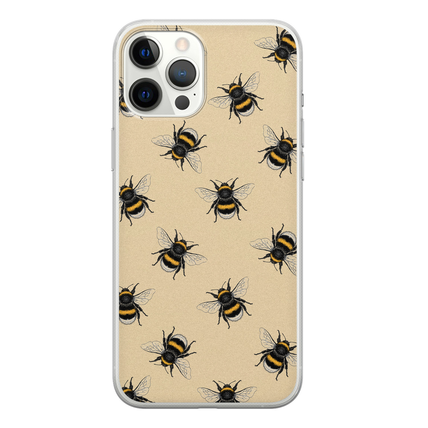 Leuke Telefoonhoesjes iPhone 12 Pro Max siliconen hoesje - Bee happy