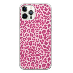 Leuke Telefoonhoesjes iPhone 12 Pro Max siliconen hoesje - Luipaard roze