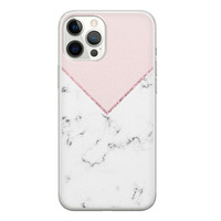 Leuke Telefoonhoesjes iPhone 12 Pro Max siliconen hoesje - Marmer roze grijs