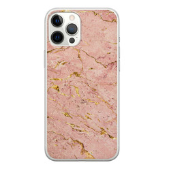 Leuke Telefoonhoesjes iPhone 12 Pro Max siliconen hoesje - Marmer roze goud