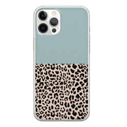 Leuke Telefoonhoesjes iPhone 12 Pro Max siliconen hoesje - Luipaard mint