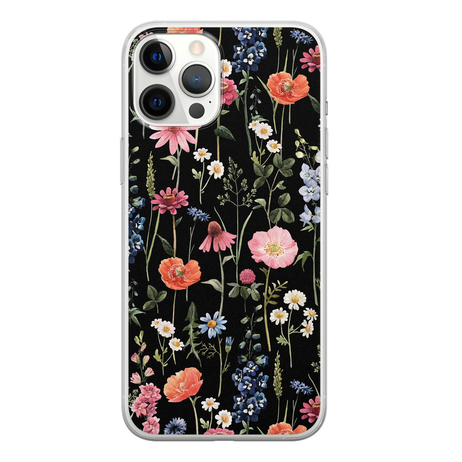 Leuke Telefoonhoesjes iPhone 12 Pro Max siliconen hoesje - Dark flowers
