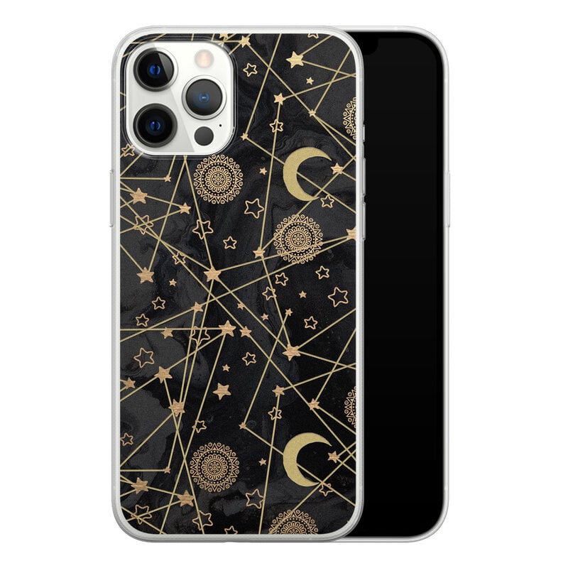 Leuke Telefoonhoesjes iPhone 12 Pro Max siliconen hoesje - Sun, moon, stars