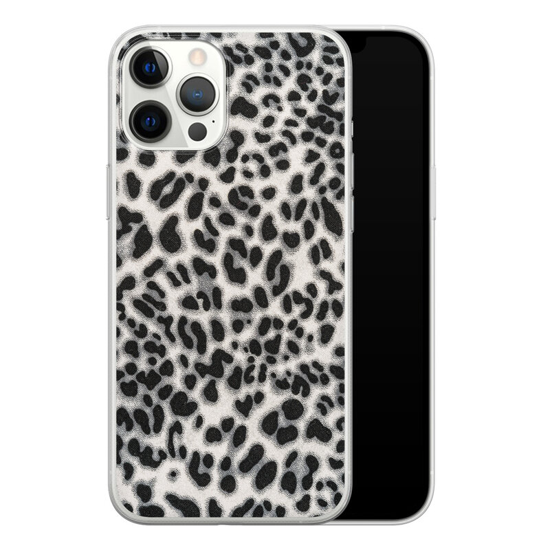 Leuke Telefoonhoesjes iPhone 12 Pro Max siliconen hoesje - Luipaard grijs