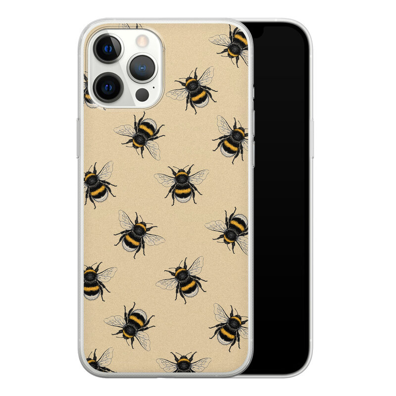 Leuke Telefoonhoesjes iPhone 12 Pro Max siliconen hoesje - Bee happy