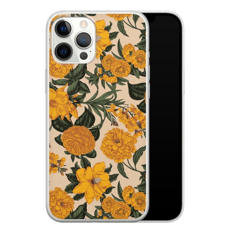 Leuke Telefoonhoesjes iPhone 12 Pro Max siliconen hoesje - Retro flowers
