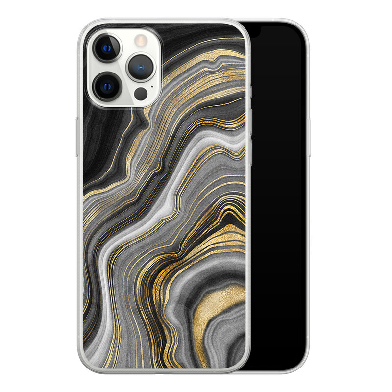 Leuke Telefoonhoesjes iPhone 12 Pro Max siliconen hoesje - Golden agate