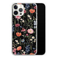 Leuke Telefoonhoesjes iPhone 12 Pro Max siliconen hoesje - Dark flowers