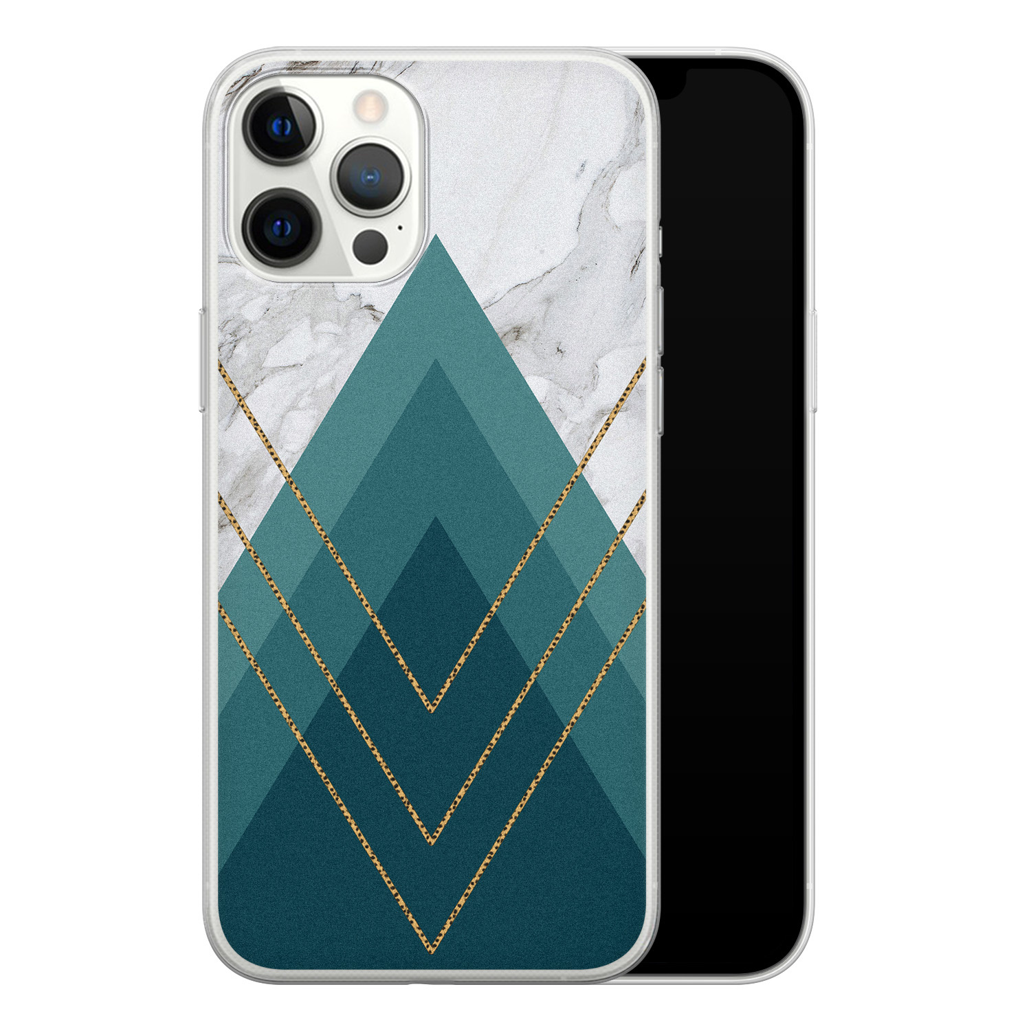 Leuke Telefoonhoesjes iPhone 12 Pro Max siliconen hoesje - Geometrisch blauw