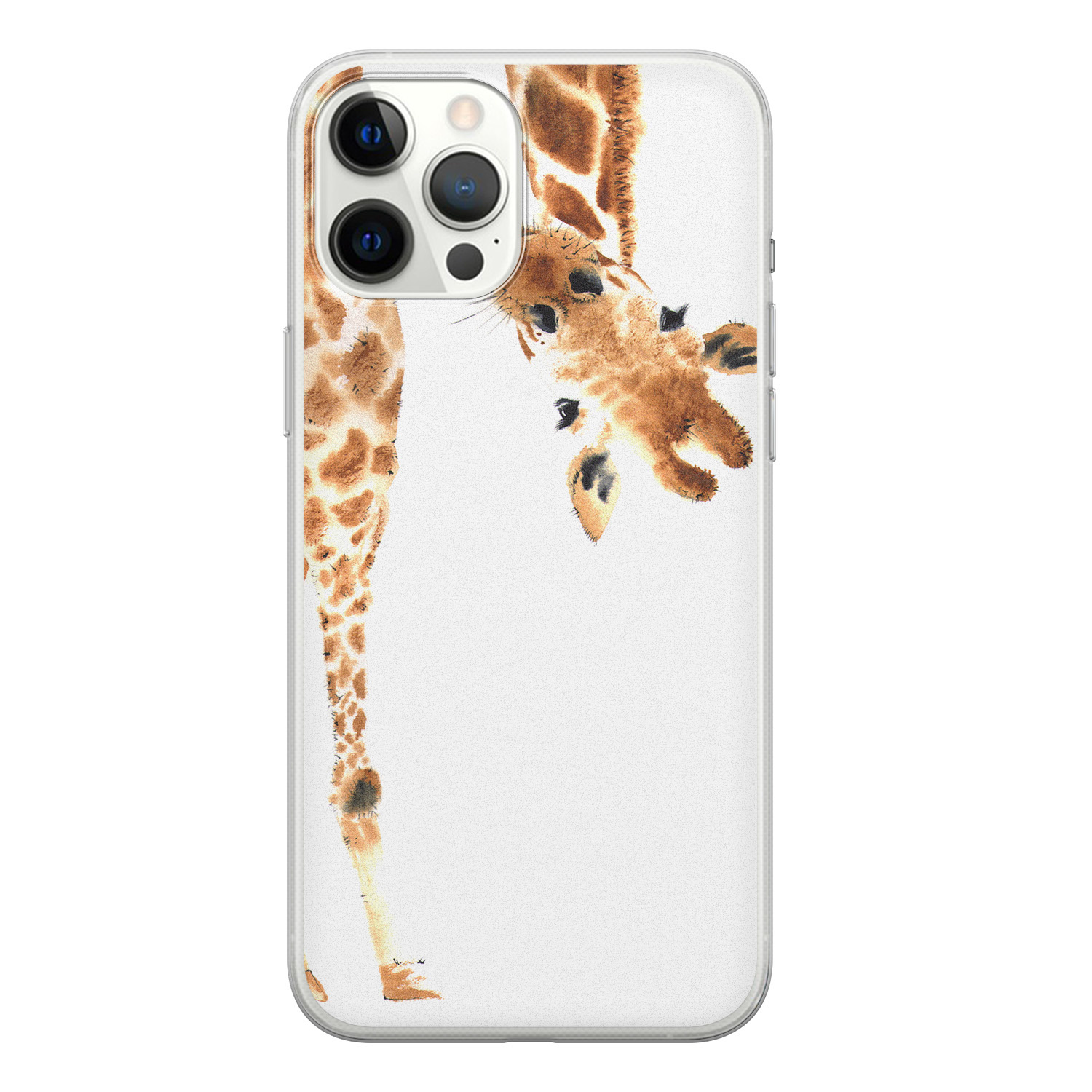 Leuke Telefoonhoesjes iPhone 12 Pro Max siliconen hoesje - Giraffe peekaboo