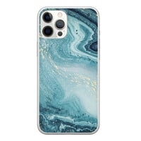 Leuke Telefoonhoesjes iPhone 12 Pro Max siliconen hoesje - Marmer blauw