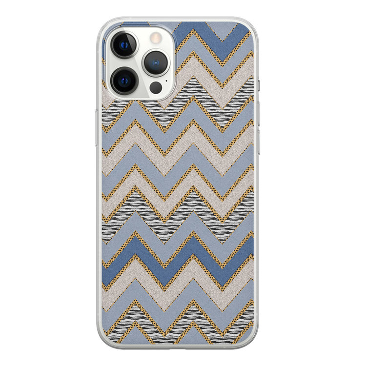 Leuke Telefoonhoesjes iPhone 12 Pro Max siliconen hoesje - Retro zigzag