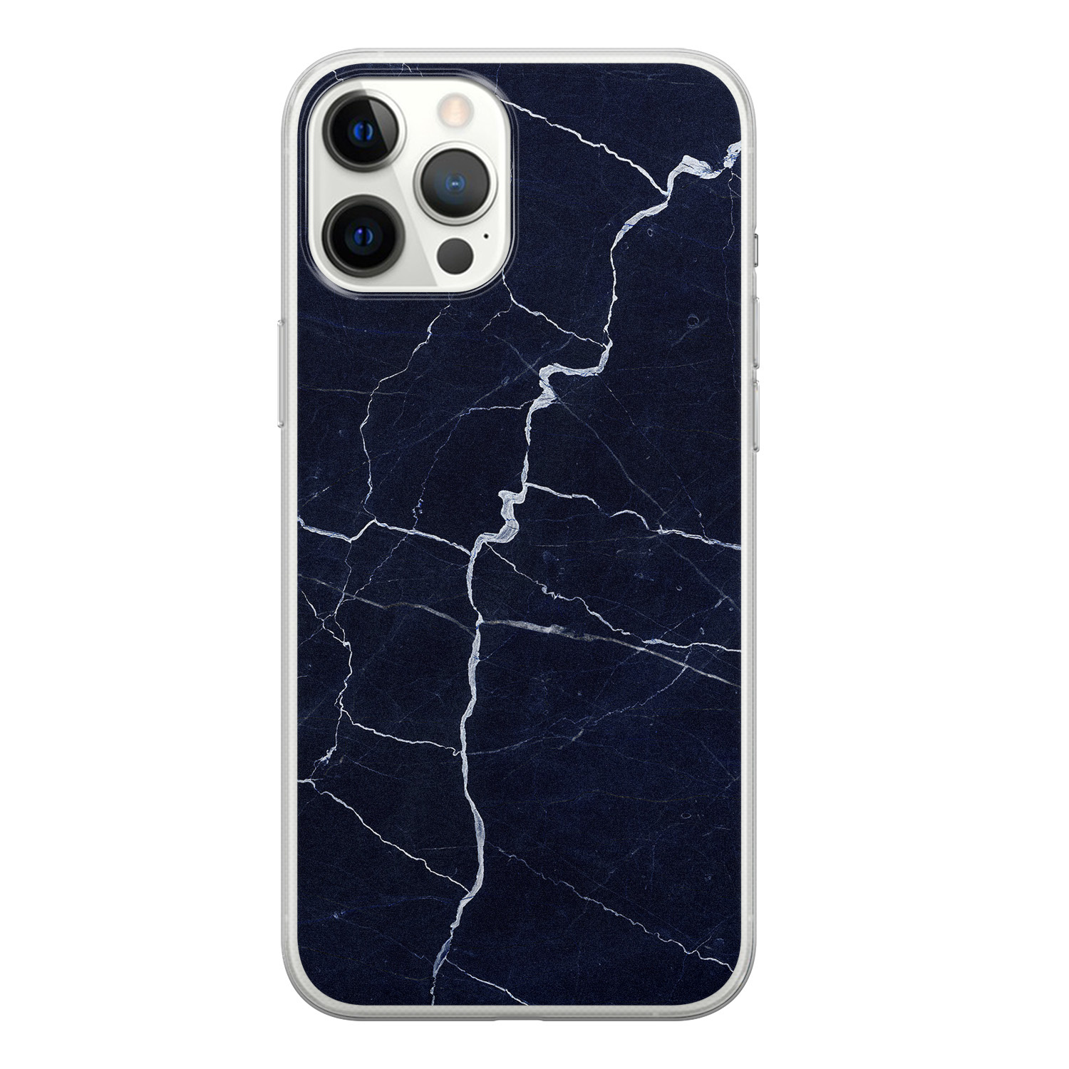 Leuke Telefoonhoesjes iPhone 12 Pro Max siliconen hoesje - Marmer navy blauw