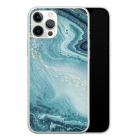 Leuke Telefoonhoesjes iPhone 12 Pro Max siliconen hoesje - Marmer blauw