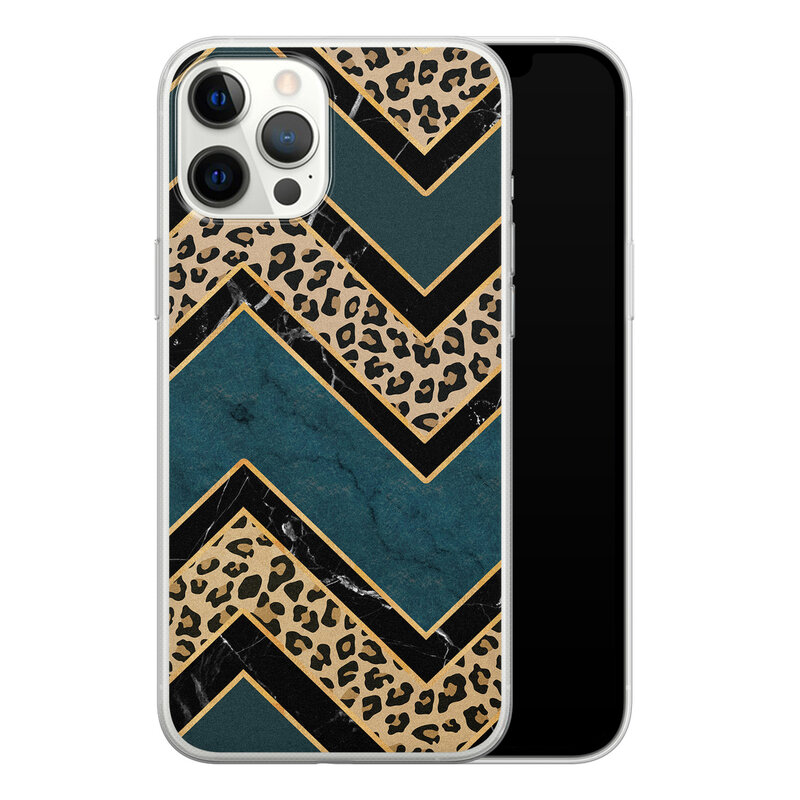 Leuke Telefoonhoesjes iPhone 12 Pro Max siliconen hoesje - Luipaard zigzag
