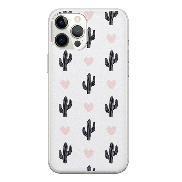 Leuke Telefoonhoesjes iPhone 12 Pro Max siliconen hoesje - Cactus love