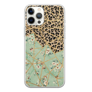 Leuke Telefoonhoesjes iPhone 12 Pro Max siliconen hoesje - Luipaard flower print