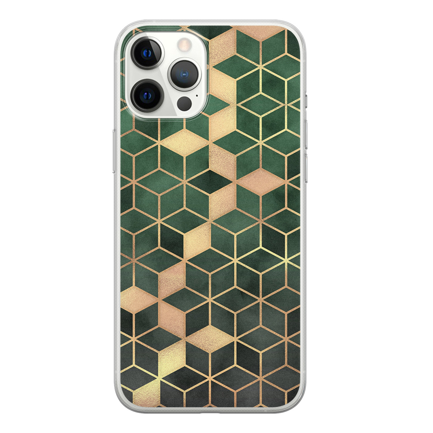 Leuke Telefoonhoesjes iPhone 12 Pro Max siliconen hoesje - Green cubes