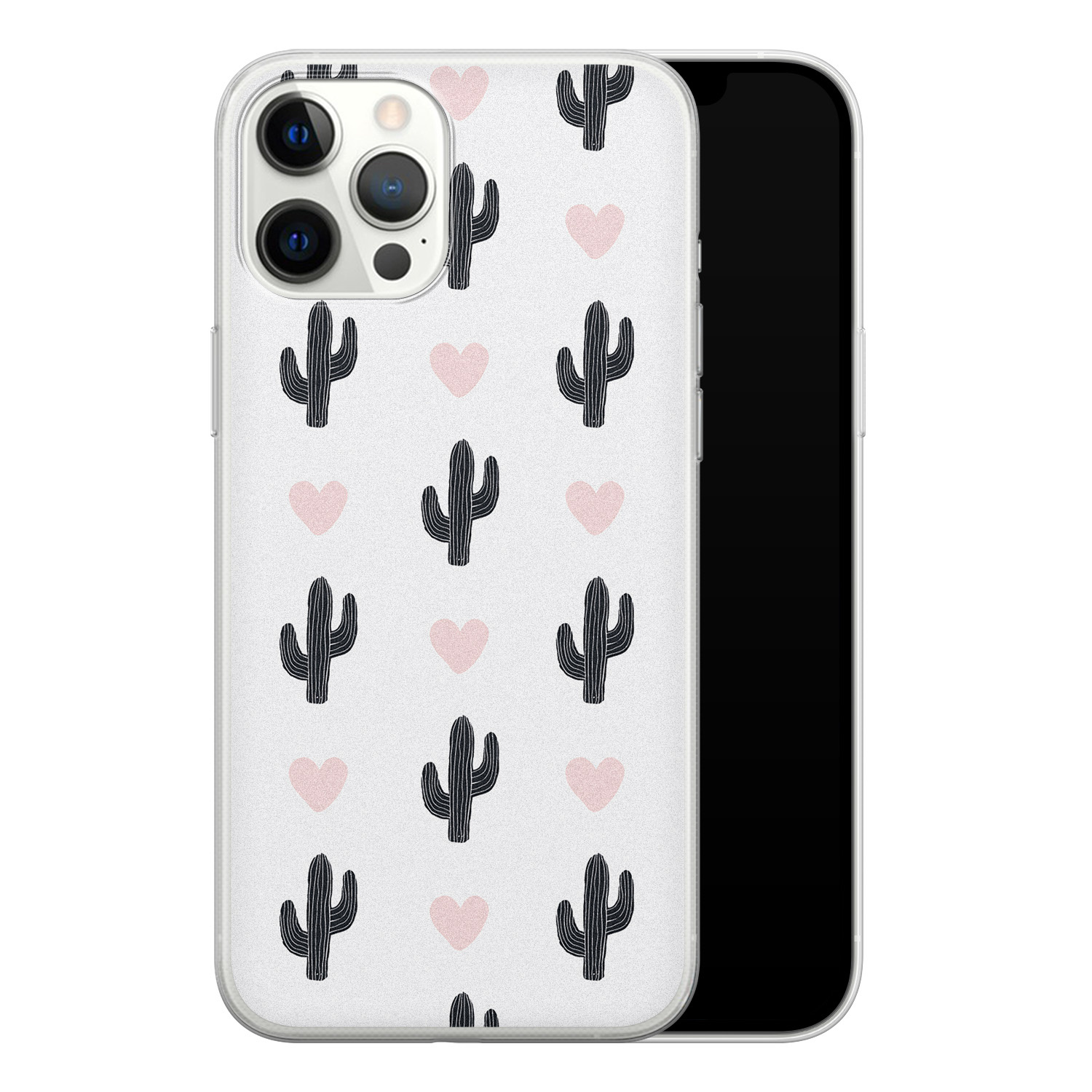 Leuke Telefoonhoesjes iPhone 12 Pro Max siliconen hoesje - Cactus love