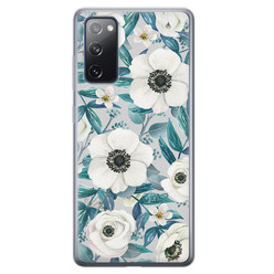 Leuke Telefoonhoesjes Samsung Galaxy S20 FE siliconen hoesje - Witte bloemen