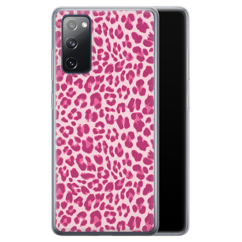 Leuke Telefoonhoesjes Samsung Galaxy S20 FE siliconen hoesje - Luipaard roze